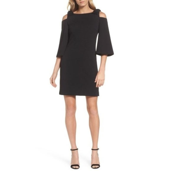Trina Turk Aria Bow-Shoulder Crepe Sheath Dress - Picture 1 of 3